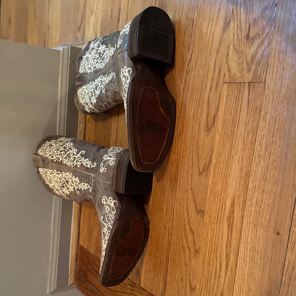 Corral Dark Brown Embroidered Heeled Western Boots - Picture 3 of 4